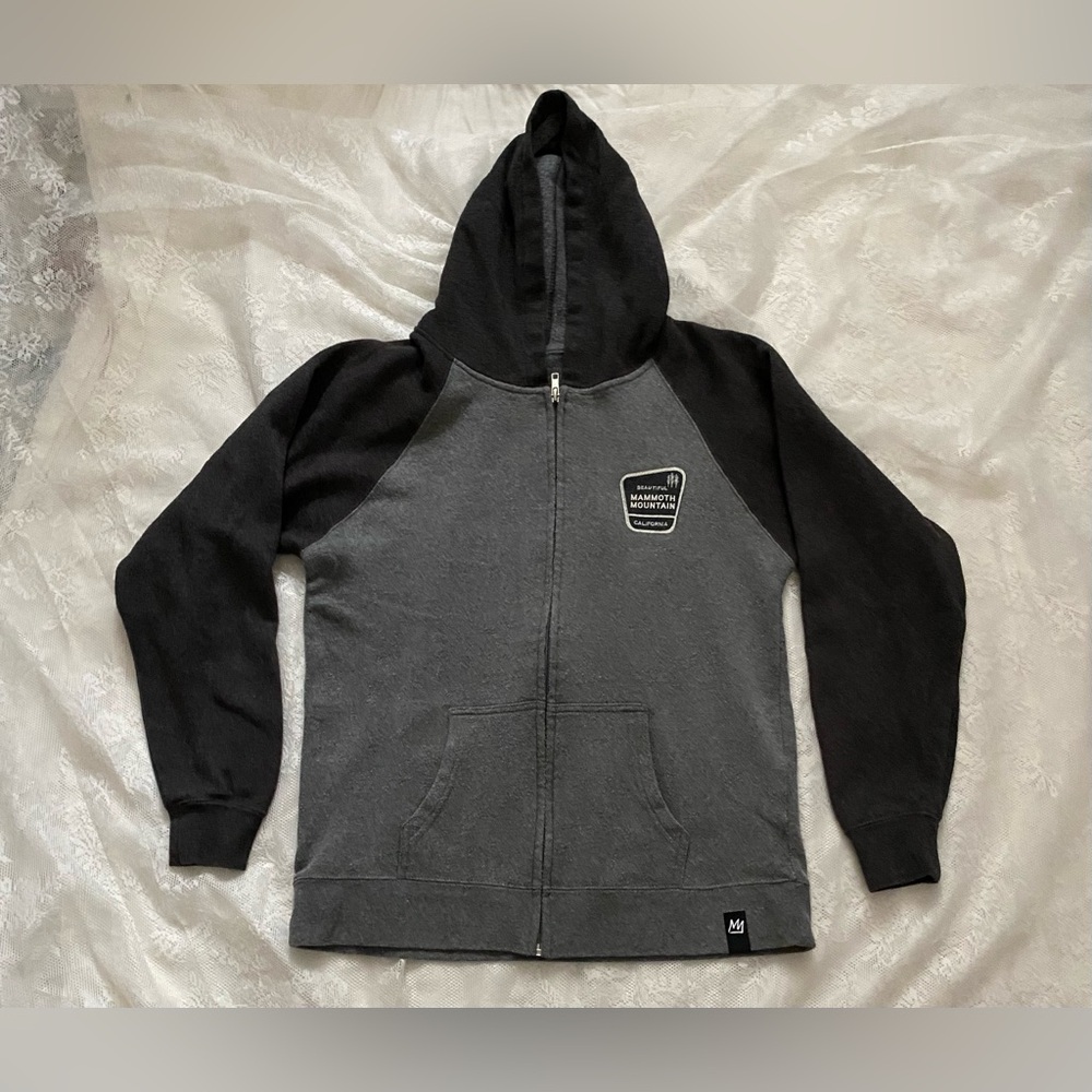 Gray and Black Zip Up Jacket with Raglan Style